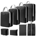 8-delige reis packing cubes set zwarte koffer organizer tassen voor kleding en schoenen. - 8-Delige Set Zwart