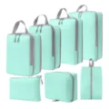 Reis packing cubes set mintgroen compressie koffer organizings voor kleding en schoenen - 4-Delige Set + Digitaal + Toilet + Schoontas Meerblauw