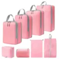 Set van 8 inpakblokken reiskoffer organisatoren compressie opbergtassen roze set - 8-Delige Set Roze