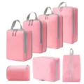 Roze reizen inpakblokjes set van 8 stuks, lichtgewicht kofferorganizers voor kleding. - 4-Delige Set + Digitaal + Toilet + Schoontas Roze