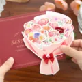 Set di biglietti d'auguri bouquet di fiori 3D fai da te con confezione rosa, perfetto per regali. - Fiori di Brahma delle Quattro Stagioni