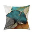 Fodera per cuscino con motivo foglia di ginkgo astratta, dettaglio elegante per casa. - Foglie Grandi Blu Arancione
