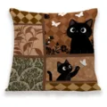 Copricuscino vintage con gatto nero stile retro per decorazione soggiorno divano casa - 35x35cm (Senza Imbottitura) Stile Mid-Century 295-01 / BZT003