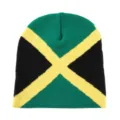 Jamaica flag knitted beanie featuring a bold green, black, and yellow cross pattern design. - M (56-58cm) / Jamaica