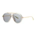 Occhiali da sole aviatore oversize con doppio ponte, montatura rosa trasparente e lenti grigie. - Montatura Champagne Lenti Grigie