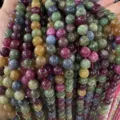 Bunte Naturstein Rundperlen Detailansicht für DIY handgemachte Armbänder und Schmuck Zubehör. - Turmalin 2 Stil (BF510) / 6MM Runde Perlen (Ca. 61 Stk)