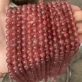 Natural stone optimized round loose beads for DIY bracelets jewelry making accessories wholesale - Strawberry Quartz Style (BF510) / 6MM Round Beads (Approx 61 Pcs)