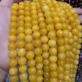 Natural yellow stone round loose beads detail shot, high quality DIY bracelet jewelry accessory. - Yellow Beeswax Style (BF510) / 4MM Round Beads (Approx 92 Pcs)