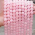 Natural stone rose quartz round loose beads for DIY bracelet jewelry making wholesale supplies - Rose Quartz Style (BF510) / 4MM Round Beads (Approx 92 Pcs)