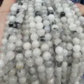 Natural stone optimized loose beads round beads DIY bracelet jewelry accessories - Black Rutilated Quartz Style (BF510) / 6MM Round Beads (Approx 61 Pcs)