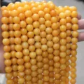 Natural stone optimized yellow round gemstone beads for DIY handmade jewelry accessories. - Beeswax Jade Style (BF510) / 4MM Round Beads (Approx 92 Pcs)