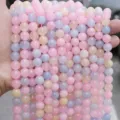 Multicolor natural stone round loose beads for DIY bracelet jewelry making, 1 strand. - Morganite Style (BF510) / 4MM Round Beads (Approx 92 Pcs)