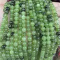 Natural green stone loose beads round gemstone DIY bracelet jewelry making accessories wholesale - Prehnite Style (BF510) / 6MM Round Beads (Approx 61 Pcs)