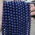 Deep blue gemstone round loose beads, smooth surface, ideal for DIY bracelet making accessories. - Lapis Lazuli Style (BF510) / 4MM Round Beads (Approx 92 Pcs)