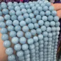 Light blue round gemstone beads variant, perfect for DIY jewelry making and bracelets. - Opaque Aquamarine Style (BF510) / 6MM Round Beads (Approx 61 Pcs)