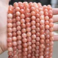 Pink natural stone round loose beads for DIY handmade bracelet jewelry accessories item - Sunstone Style / 4MM Round Beads (Approx 92 Pcs)