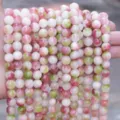Natural stone optimized round loose beads pink green DIY bracelet jewelry making wholesale supply - Watermelon Tourmaline Style / 4MM Round Beads (Approx 92 Pcs)