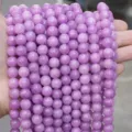 Natural purple stone smooth round beads gemstone diy bracelet jewelry making parts wholesale - Kunzite Style / 4MM Round Beads (Approx 92 Pcs)