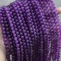Natural Amethyst Round Beads Loose Stone DIY Bracelet Jewelry Making Crafting Accessory - Amethyst Style (BF510) / 4MM Round Beads (Approx 92 Pcs)