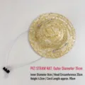 Mini woven pet straw hat with adjustable cord, cute sun protection hat for cats and dogs. - Outer Diameter 15cm (Inner Diameter 8cm/Head Circumference 25cm)
