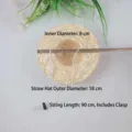Mini pet straw hat woven sun protection hat with 18cm outer diameter and adjustable rope. - Outer Diameter 18cm (Inner Diameter 8cm)