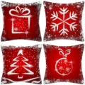 Christmas pillow covers set of 4 red decorative cushion cases for winter holiday home sofa decor. - 45x45cm (Without Insert) / Style 8