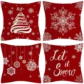 Christmas decorative throw pillow covers set featuring festive red and white holiday prints. - 45x45cm (Without Insert) / Style 26