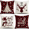 Christmas throw pillow covers red black buffalo plaid buffalo check holiday sofa cushion set - 45x45cm (Without Insert) / Style 17