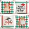 Christmas throw pillow covers with cute gnomes and plaid patterns for winter decor. - 45x45cm (Without Insert) / Style 21