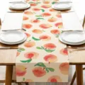 Runner da tavola in lino con stampa di pesche ad acquerello per elegante arredamento. - 33*180 / Stile 1