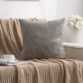 Moderne chenille kussensloop, effen gekleurde vierkante kussenhoes voor bank en woonkamer. - 45x45cm / Lichtgrijs