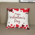 Valentine's Day plush throw pillow cover with red heart pattern and festive typography. - 18x18 Inch / Style 9