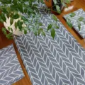 Grey geometric pattern table runner linen cloth table flag home kitchen decor setting details - Single Layer Table Runner 30x140cm / Boning