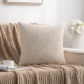 Beige chenille kussenhoes, zachte moderne vierkante kussensloop voor de woonkamer. - 45x45cm / Beige