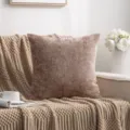 Bruine chenille kussenhoes, effen gestructureerde sierkussensloop voor moderne bank decoratie. - 45x45cm / Khaki