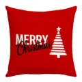Red Christmas pillow cover with white tree print and text, festive home decor cushion. - 45*45cm (Without Core) / Style 2