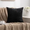 Zwarte chenille kussenhoes in effen kleur moderne kussenhoes voor bank en bed decoratie - 45x45cm / Zwart
