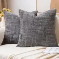 Fodera per cuscino in ciniglia grigio scuro, federa quadrata strutturata per divano. - 40x40cm / Grigio
