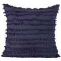 Fodera per cuscino in morbido cotone blu scuro stile boho con eleganti strisce di frange. - 45*45mm / Blu scuro