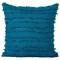 Blue boho fringe throw pillow cover, textured cotton decorative square cushion case for sofa. - 45*45mm / Blue