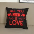 Federa per cuscino nera di San Valentino con testo d'amore rosso, comoda decorazione per divano. - Modello 4 / 45*45cm
