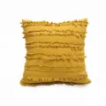 Boho style yellow throw pillow cover texture detail, striped fringe cushion close-up. - 45*45mm / Bright yellow