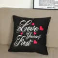 Black throw pillow cover with inspirational text print, modern sofa cushion case decor. - Style 5 / 18x18 Inch
