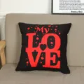Valentine's Day black pillow cover with red love heart print, modern minimalist home sofa decor - Style 6 / 18x18 Inch