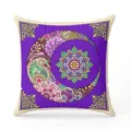 Bohemian mandala throw pillow cover detail, vibrant purple floral accent for sofa decor. - Style 6