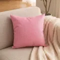 Cuscino decorativo in lino tinta unita variante, cuscino rosa per divano letto salotto - Rosa