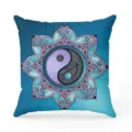 Close-up detail shot of bohemian mandala pattern throw pillow cover for room decor. - Style 14