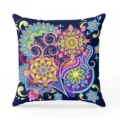Bohemian mandala throw pillow cover, vibrant colorful floral design for home sofa bed decor. - Style 20