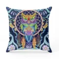 Bohemian owl dreamcatcher pillow cover, decorative cotton linen square cushion for sofa bedroom. - Style 21