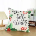 Fodera per cuscino Natale inverno in lino copricuscino decorativo con stampa hello winter - 45x45cm / Stile 1